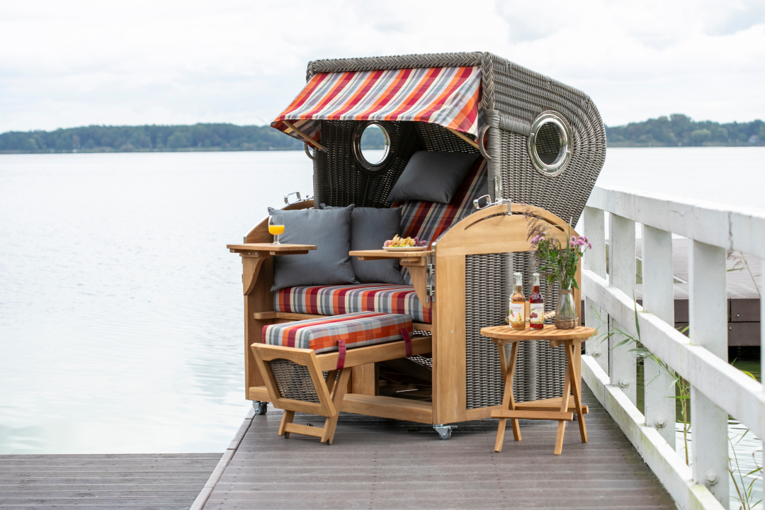 Strandkorb Horum XL Teak PE grey Dessin 594